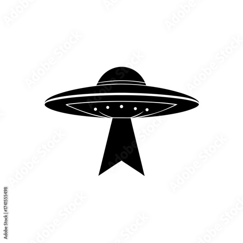 Black silhouette of a flying saucer ufo