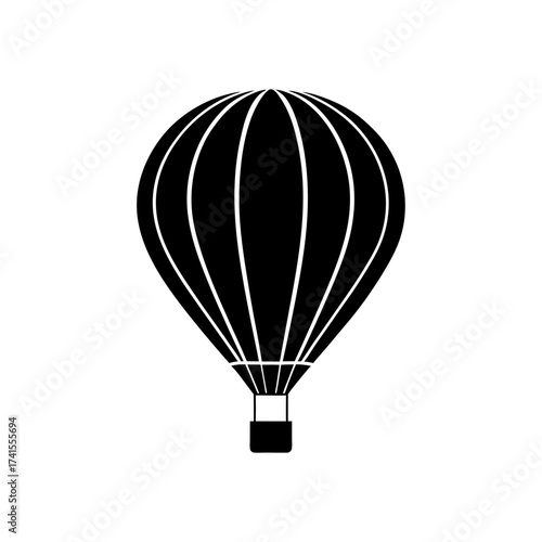 Simple black and white hot air balloon art silhouette