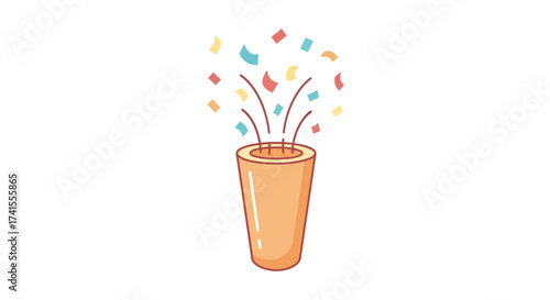 Vector a celebratory popper releasing confetti into the air creating a festive and joyful atmosphere