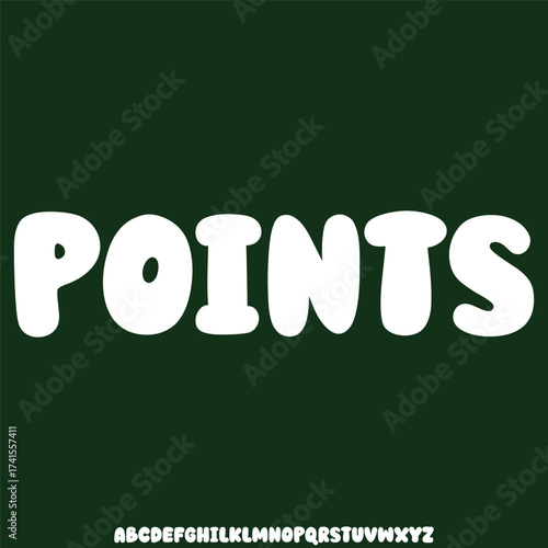 Modern rounded sans serif alphabet display font vector. Points typeface illustration