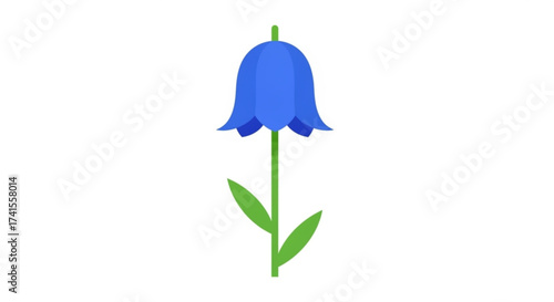 Simple bluebell flower illustration, representing spring, nature, and floral beauty in a minimalist style