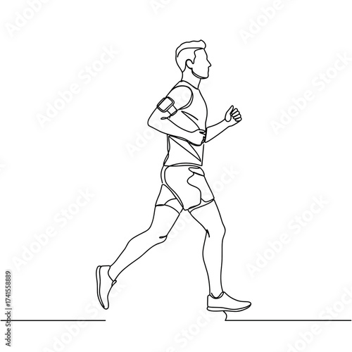 Man jogging in athletic wear during morning exercise  