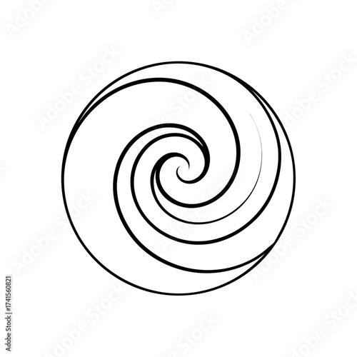 Black and white spiral in circular shape silhouette