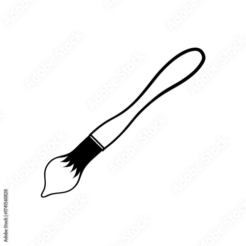 Illustration of an artist's paint brush tool silhouette
