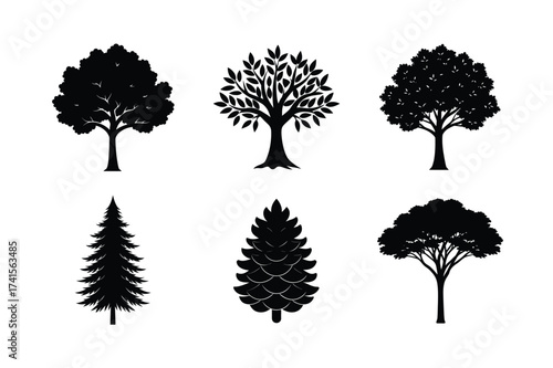 Forest Tree Set Vector Illustration
