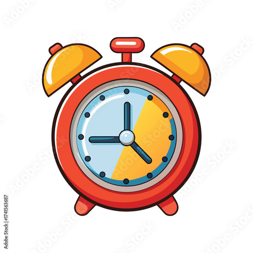 Cartoon Alarm Clock Isolated on White Background
