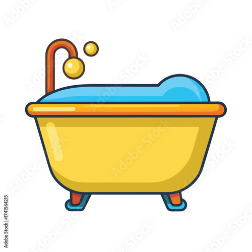 Cartoon Bathtub Isolated on White Background