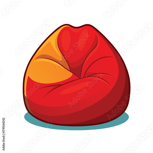Cartoon Bean Bag Chair Isolated on White Background