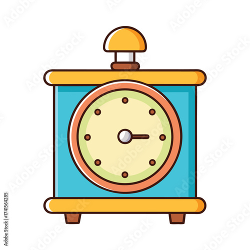 Cartoon Bedside Clock Isolated on White Background