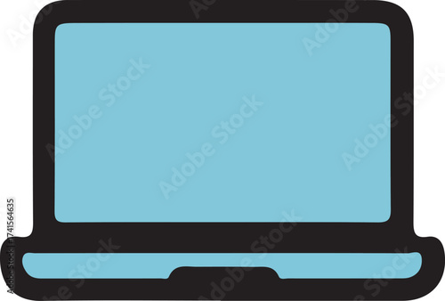 Open laptop computer icon with a blue screen