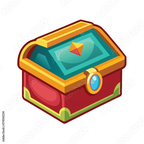 Cartoon Jewelry Box Isolated on White Background Illustration