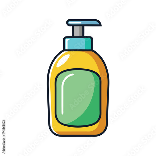 Cartoon Shower Gel Bottle Isolated on White Background Illustration