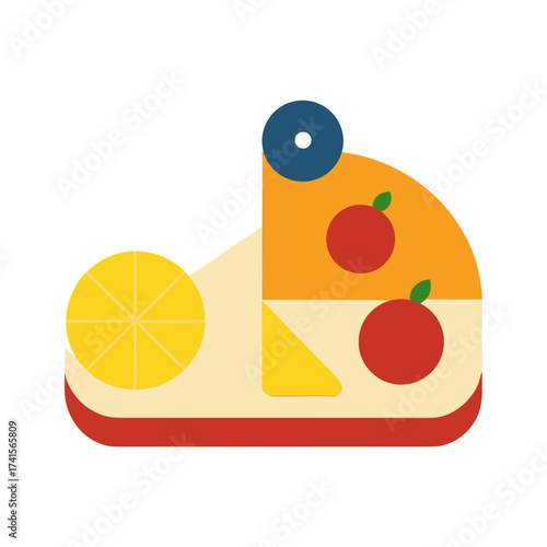 illustration of a slice of cheese with a slice of bread