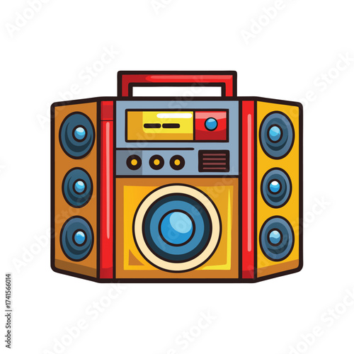 Cartoon Stereo System Isolated on White Background Illustration