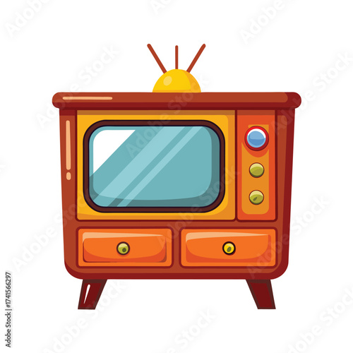 Cartoon TV Stand Isolated on White Background