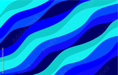 Blue wavy pattern background. Abstract wavy shapes. Repeat wavy lines background. Flowing wavy shape artwork. Water wave vector illustration. 
