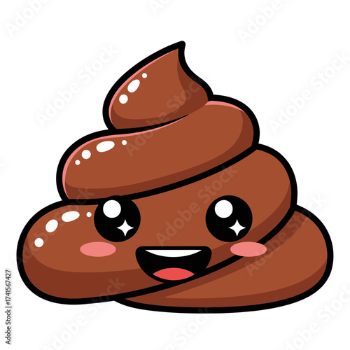 Cute Poop Emoji – Funny Cartoon, Smiley, Kawaii, Humor Vector Illustration