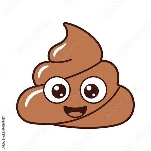 Cute Poop Emoji – Funny Cartoon, Smiley, Kawaii, Humor Vector Illustration