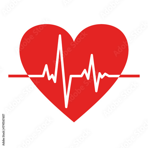 Heart Beat Line Icon – Medical, Health, Cardiogram, ECG, Love Pulse Vector Illustration