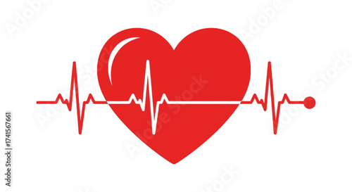 Heart Beat Line Icon – Medical, Health, Cardiogram, ECG, Love Pulse Vector Illustration