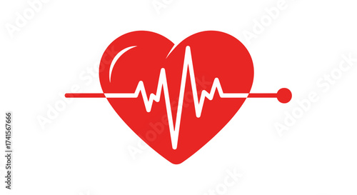 Heart Beat Line Icon – Medical, Health, Cardiogram, ECG, Love Pulse Vector Illustration