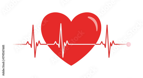 Heart Beat Line Icon – Medical, Health, Cardiogram, ECG, Love Pulse Vector Illustration