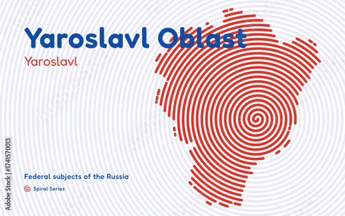 Yaroslavl Oblast map, Russia. Spiral pattern with center in Yaroslavl