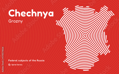Chechnya map, Russia. Spiral pattern with center in Grozny