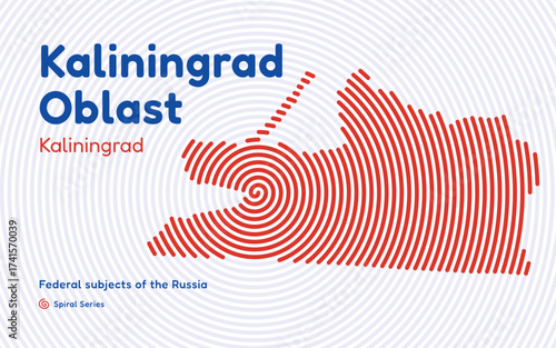 Kaliningrad Oblast map, Russia. Spiral pattern with center in Kaliningrad