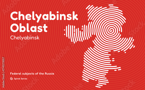 Chelyabinsk Oblast map, Russia. Spiral pattern with center in Chelyabinsk