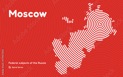 Moscow map, Russia. Spiral pattern centered in the capital city.