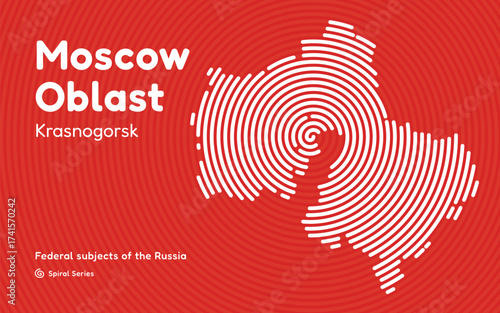 Moscow Oblast map, Russia. Spiral pattern with center in Balashikha.
