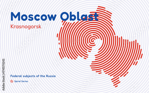 Moscow Oblast map, Russia. Spiral pattern with center in Balashikha.