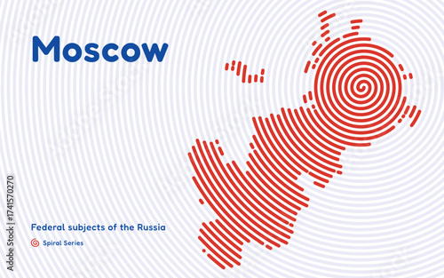 Moscow map, Russia. Spiral pattern centered in the capital city.