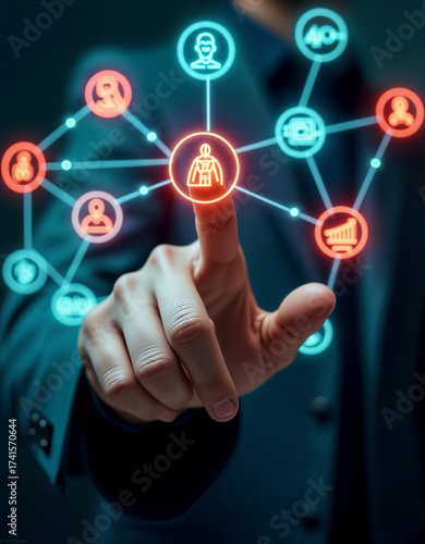 Digital Leadership and Business Network Connection Interface with Professional Interaction
