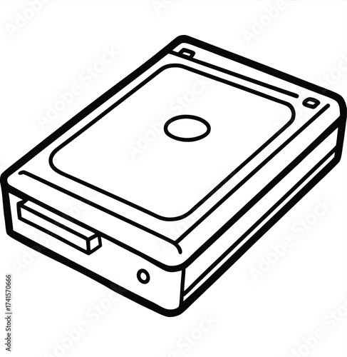 Computer hard disk drive with black storage case and data media