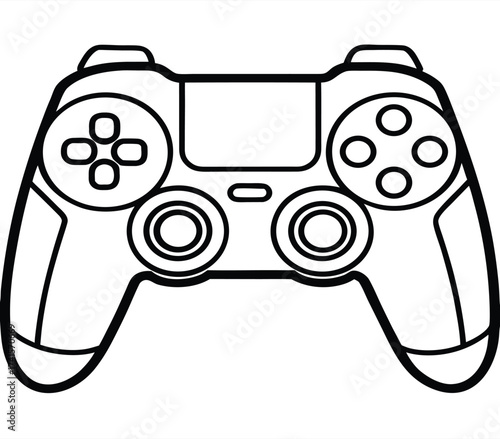 Video game controller icon with joystick and buttons on white background