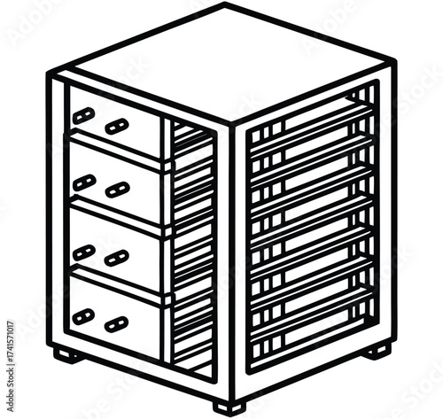 Detailed black and white line art illustration of a powerful horned ram, designed for coloring activities, educational animal themes, or a simple graphic design element for various projects