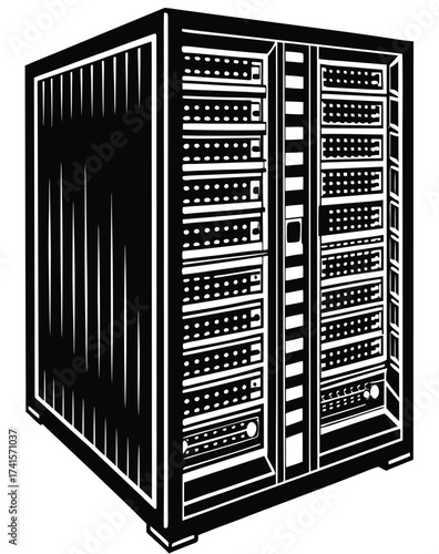 server rack in data center illustration