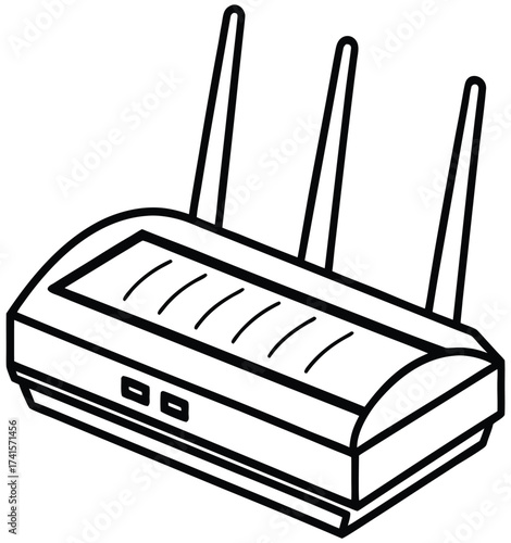 Wireless Router Icon with Strong Signal for Network Connectivity