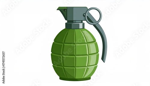 Illustration of a Green Hand Grenade on White Background.