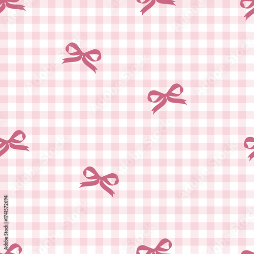 Pink Gingham Bows Pattern