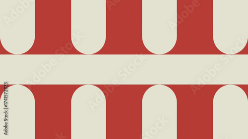 Stylish retro geometric pattern in red and cream for a modern design, with a vintage vibe that's perfect for backgrounds and fabric prints
