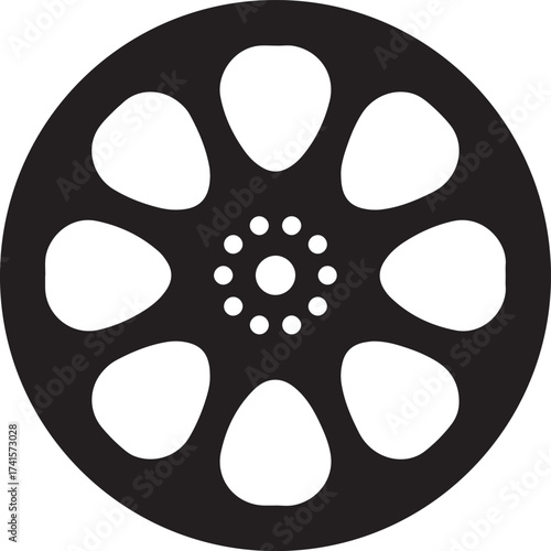Black Classic Film Reel Silhouette Vector