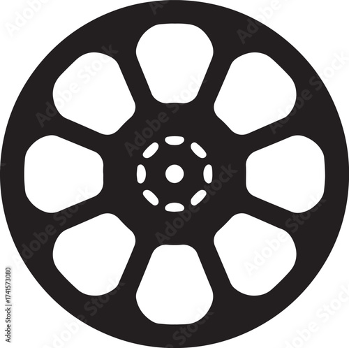 Black Classic Film Reel Silhouette Vector