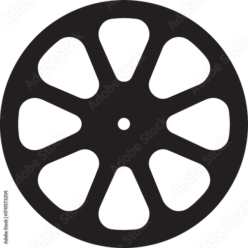 Black Classic Film Reel Silhouette Vector