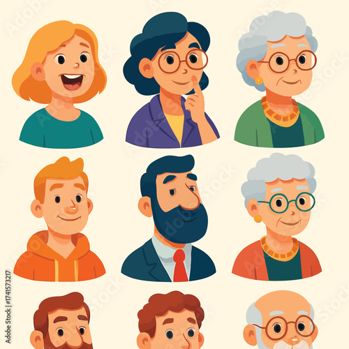 set of people faces