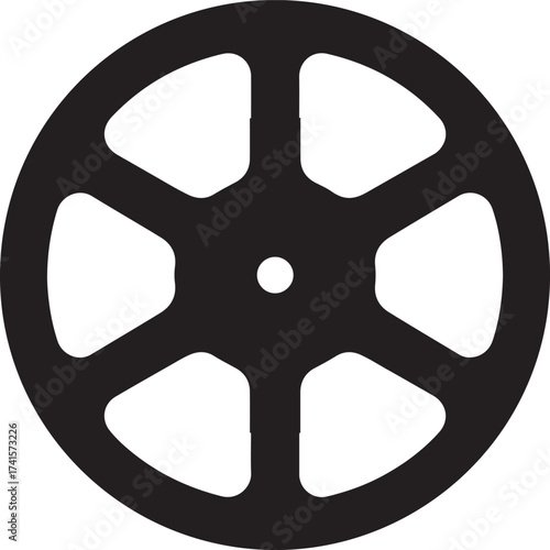 Black Classic Film Reel Silhouette Vector