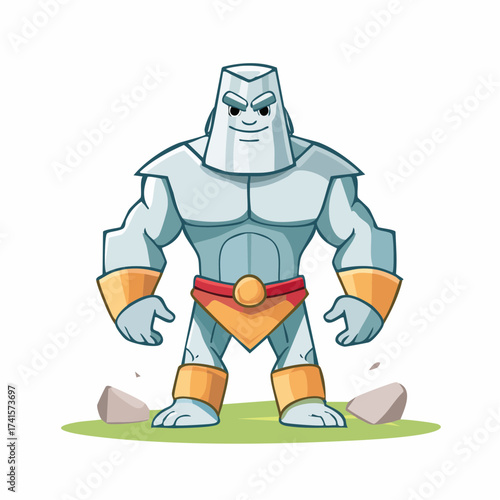 Stone superhero character with transparent background