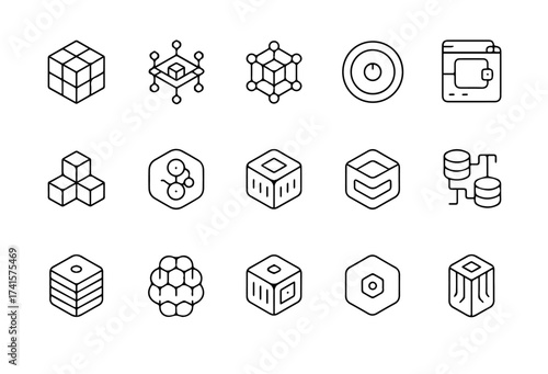Collection of hand drawn icons representing technology and data concepts